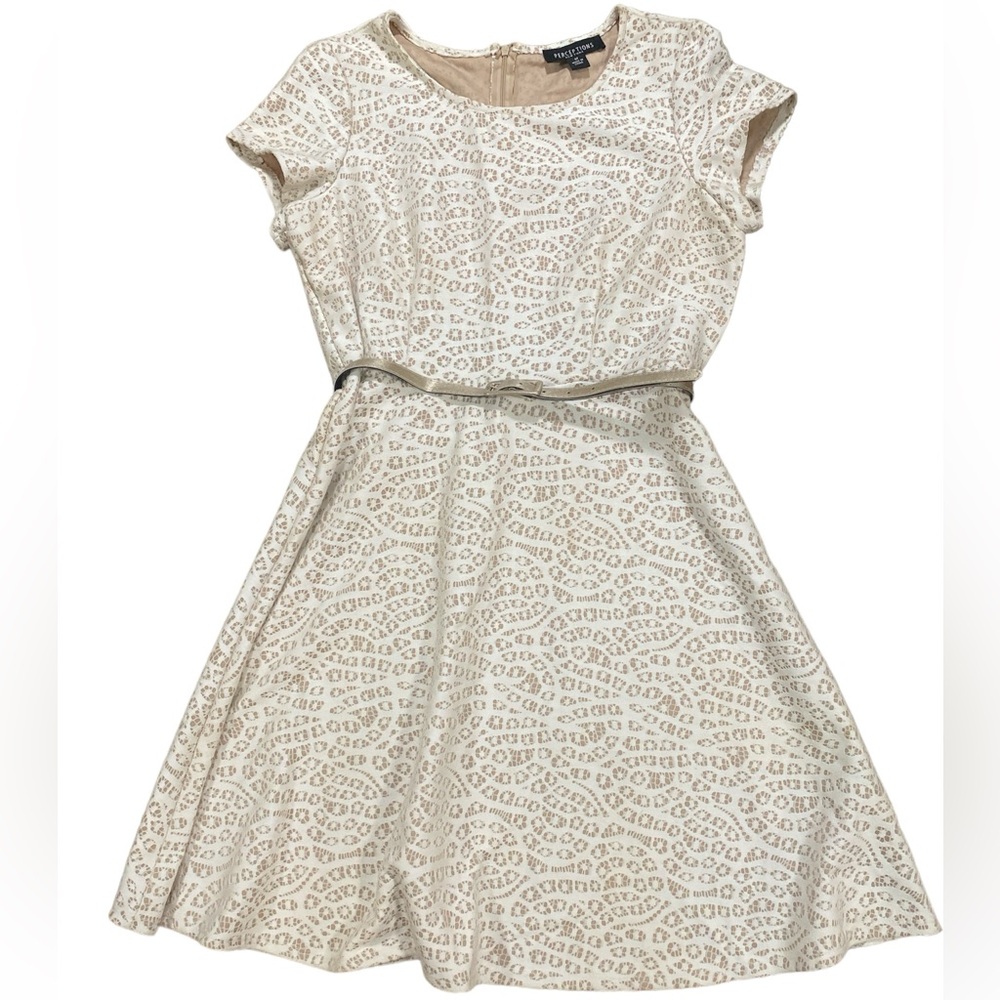 Perceptions White and Tan Dress Size 12